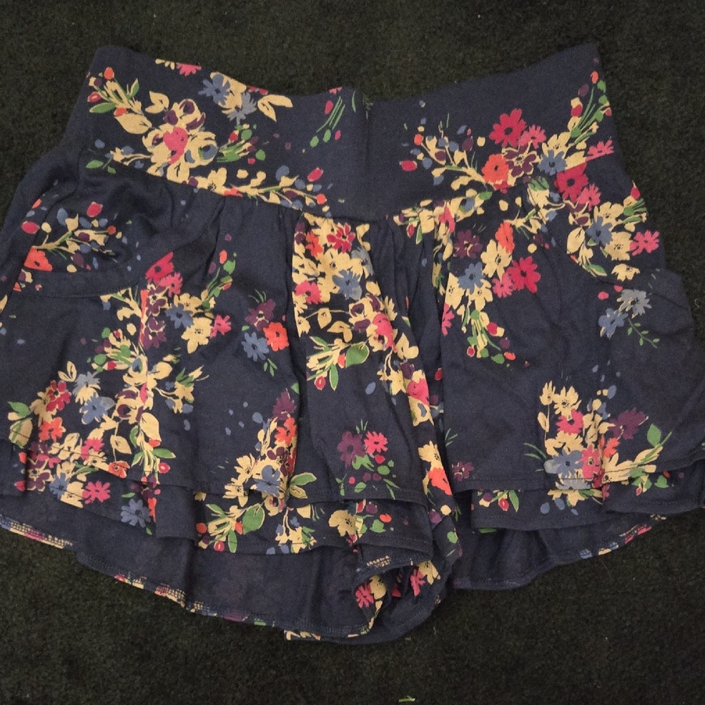 Express High Waist Blue and Yellow Shorts